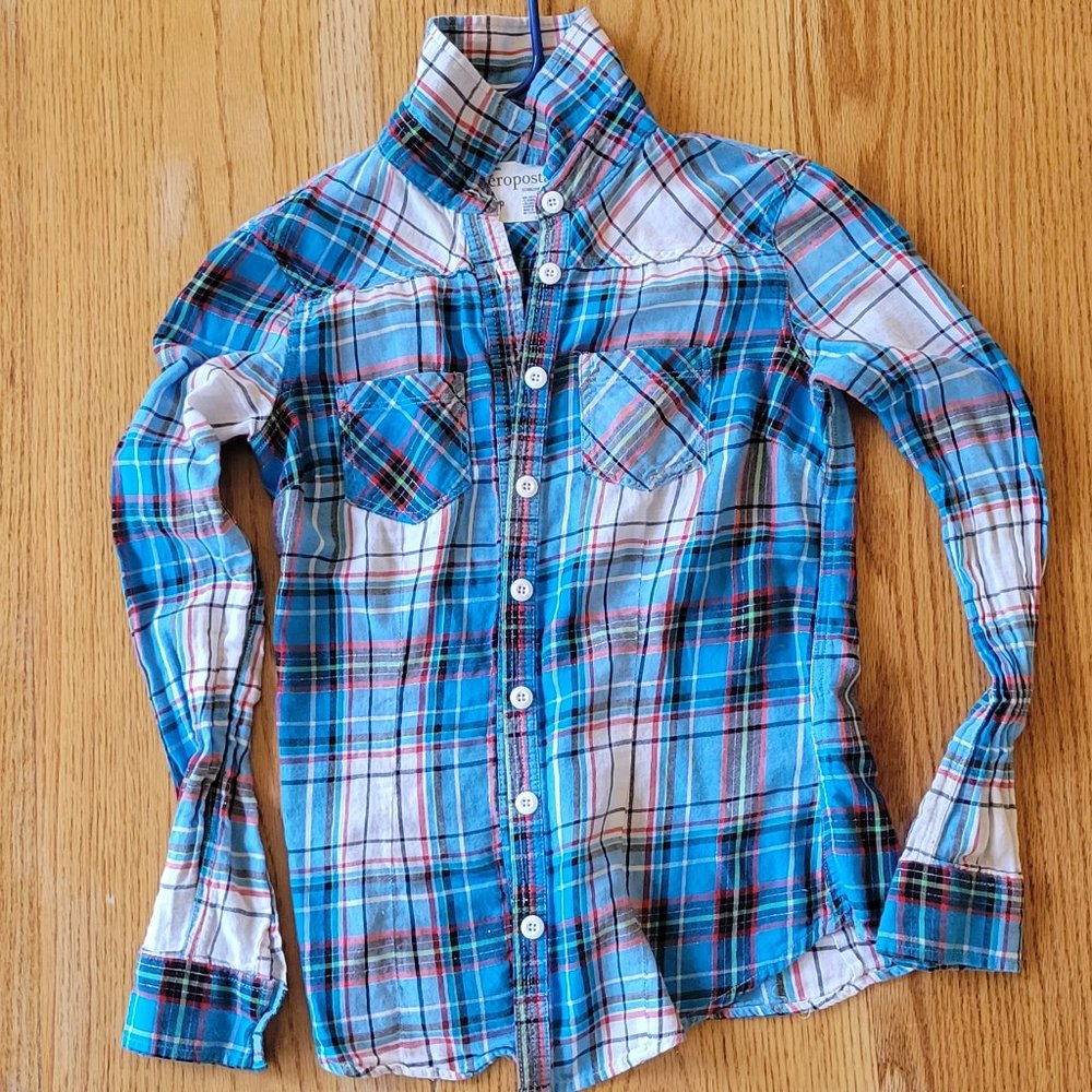 Aéropostale S/P Blue striped Flannel Shirt